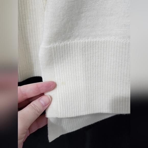 Talbots Mock Neck Sweater Size Small Ivory Pure Merino Wool Scandi Chic Neutral - Picture 2 of 8